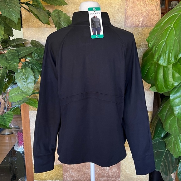 NEW Jockey Women’s Tulip Hem Yoga Black Salt Zip-Up Mock Neck Jacket, Size XL - Picture 10 of 16